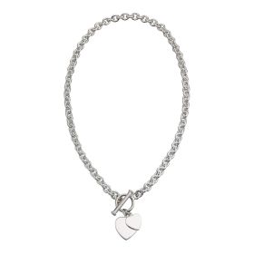 T-Bar Necklace with Heart Tag - 46cm