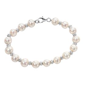 Freshwater Pearl and Textured Bead Bracelet 19cm