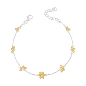 Sunflower Station Bracelet with Yellow Gold Plating