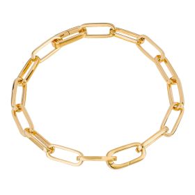 Long Link Charm Carrier Bracelet with Yellow Gold Plating