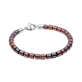 Fred Bennett Stainless Steel Bracelet with Natural Wood Beads