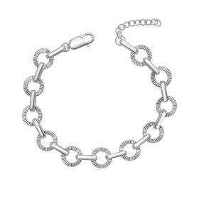 Diamond Cut Circle Link Bracelet
