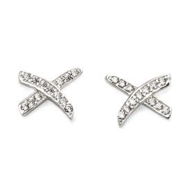Kiss' Shaped Cross Earrings with Cubic Zirconia