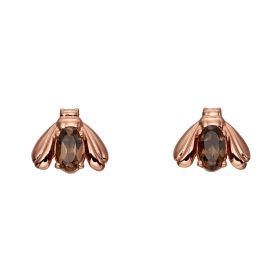 Rose Gold Smoky Quartz Small Bee Earrings