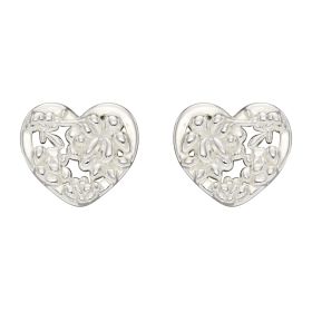 Ornate Heart Stud Earrings