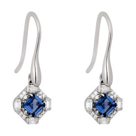 Sapphire Blue Crystal and CZ Drop Earrings