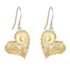Night Sky Inspired Heart Drop Earrings with Yellow Gold Plating