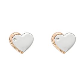 Rose Edge Heart Stud Earrings with Diamond