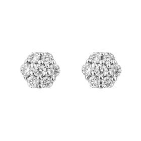Small Flower Stud Earrings with Diamond in 9ct Gold