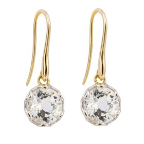 Round White Topaz Drop Earrings in 9ct Gold