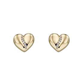Channel Set Diamond Heart Earrings in 9ct Gold