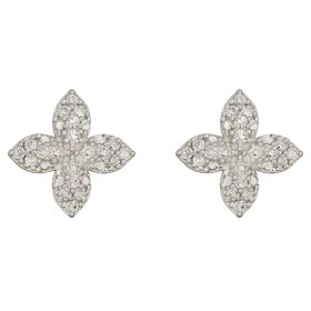 Puffed Flower Earrings with Diamonds in 9ct Gold