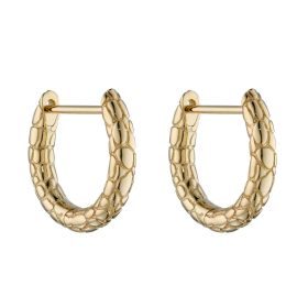 Snake Skin Texture Hoop Earrings in 9ct Gold