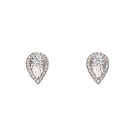 Diamond Cut Teardrop Stud Earrings with Diamond in 9ct Gold