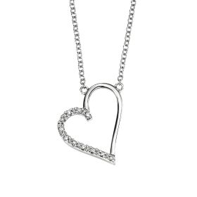 Open Heart Necklace with Diamonds in 9ct Gold