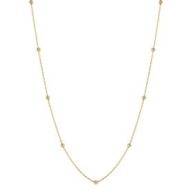 Fine Ball Station Chain Necklace in 9ct Yellow Gold