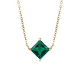 Princess Cut Necklace with Lab Created Emerald