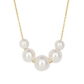 Trace Chain Necklace with Freshwater Pearl in 9ct Gold