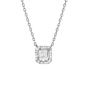 Pave Square Diamond Necklace in 9ct Gold