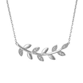 Leaf Vine Necklace with Diamond in 9ct Gold