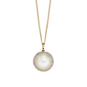 Mabe Pearl and Diamond Pendant in 9ct Gold