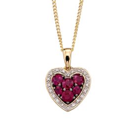 Heart Pendant with Ruby and Diamond Surround