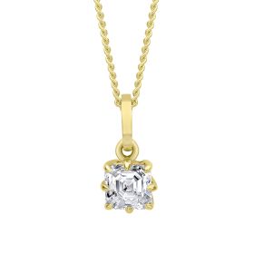 Reflections Asscher Cut Lab Grown Diamond Solitaire Pendant in Recycled 9ct Gold
