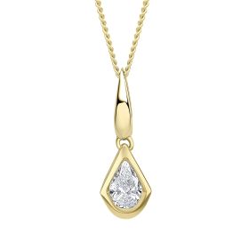Reflections Pear Cut Lab Grown Diamond Knife Edge Pendant in Recycled 9ct Gold