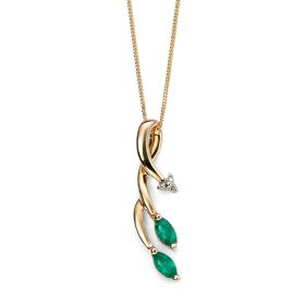 Vine Style Pendant with Emerald in 9ct Gold