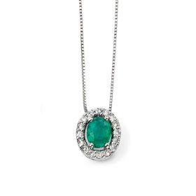 Emerald Pendant with Diamond Cluster Surround
