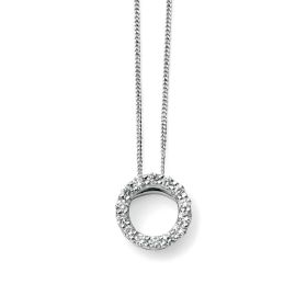 Open Circle Pendant with Diamonds in 9ct Gold