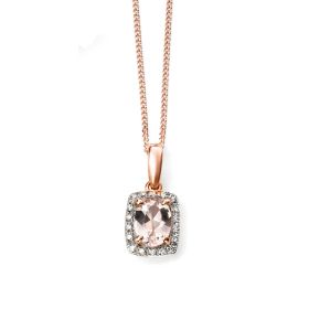 Morganite Pendant with Diamond Surround in 9ct Gold
