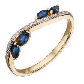 Blue Sapphire and Diamond Marquise Ring-52