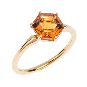 Hexagonal Citrine Ring - Size 52