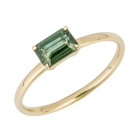 Emerald Cut Green Sapphire Ring in 9ct Gold