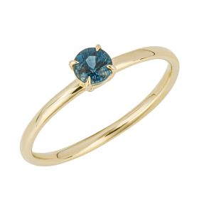 Round Teal Sapphire Ring in 9ct Gold