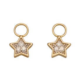 Star Shaped Diamond Hoop Earring Charms in 9ct Gold