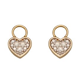 Heart Shaped Diamond Hoop Earring Charms in 9ct Gold