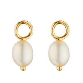 Freshwater Pearl Hoop Earring Charms in 9ct Gold