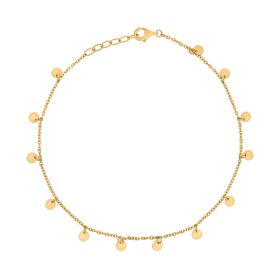 Mini Disc Ankle Chain with Yellow Gold Plating