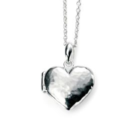Hammered Heart Locket Necklace 40+5cm