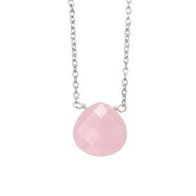 Teardrop Pink Chalcedony Necklace
