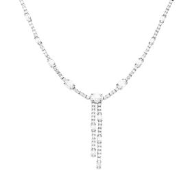 Diamonfire Oval and Round Zirconia Drop Necklace