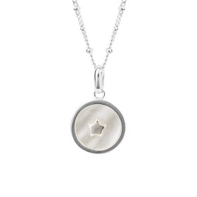 Round Mother of Pearl Star Pendant with Ball Chain