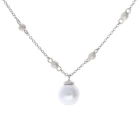 Diamonfire Trace Chain Station Necklace with Shell Pearl