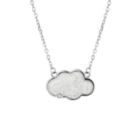 Pearlised Enamel Cloud Necklace with Diamond