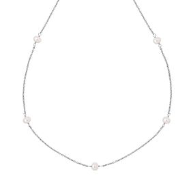 Pearl Station Necklace with Diamond