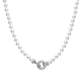 Diamonfire Shell Pearl Necklace with Zirconia Feature Clasp