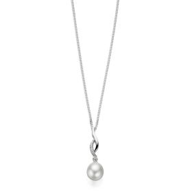 Freshwater Pearl and Cubic Zirconia Twist Pendant