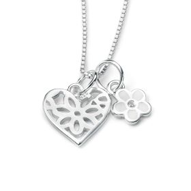 Heart and Flower Double Pendant